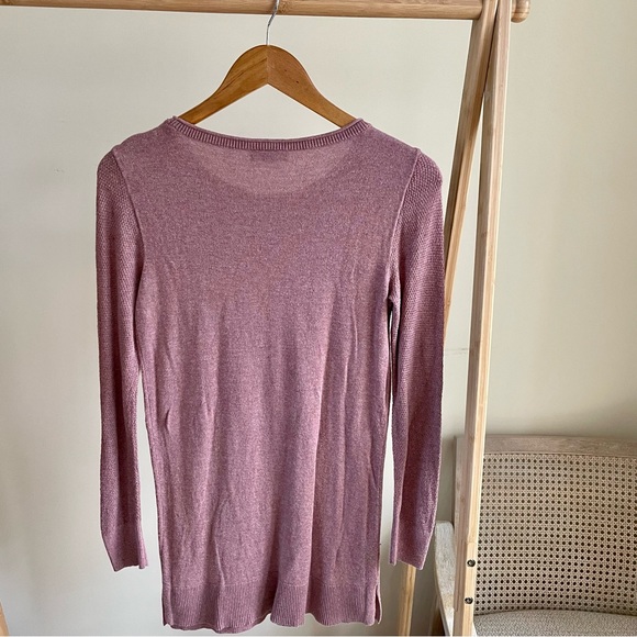 Loft Longline Fine Knit Textured Sweater in Dusty Pink - XS - Picture 4 of 4